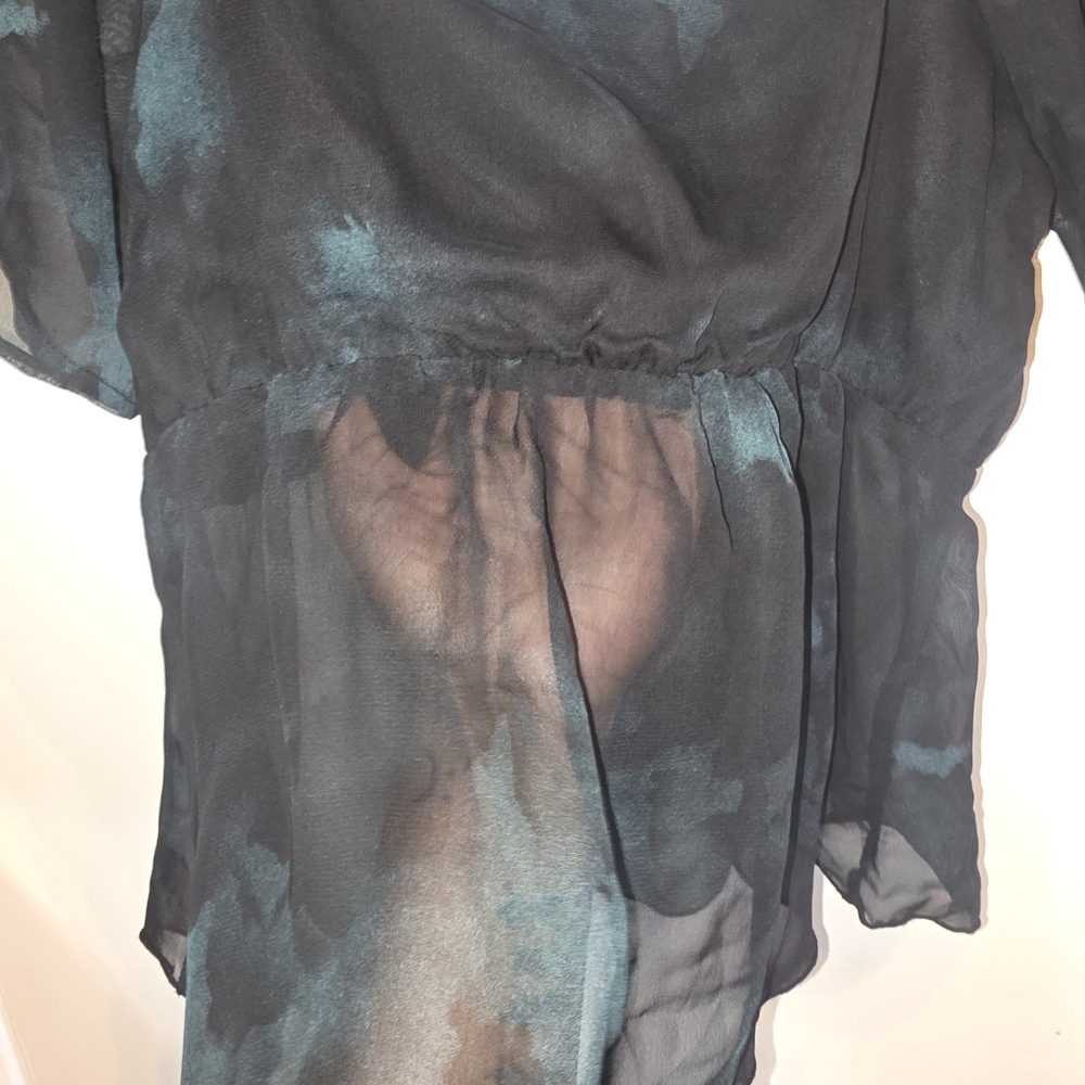 Disturbia Black Sheer Ruffle Scoop Neck Peplum Top - Picture 9 of 11